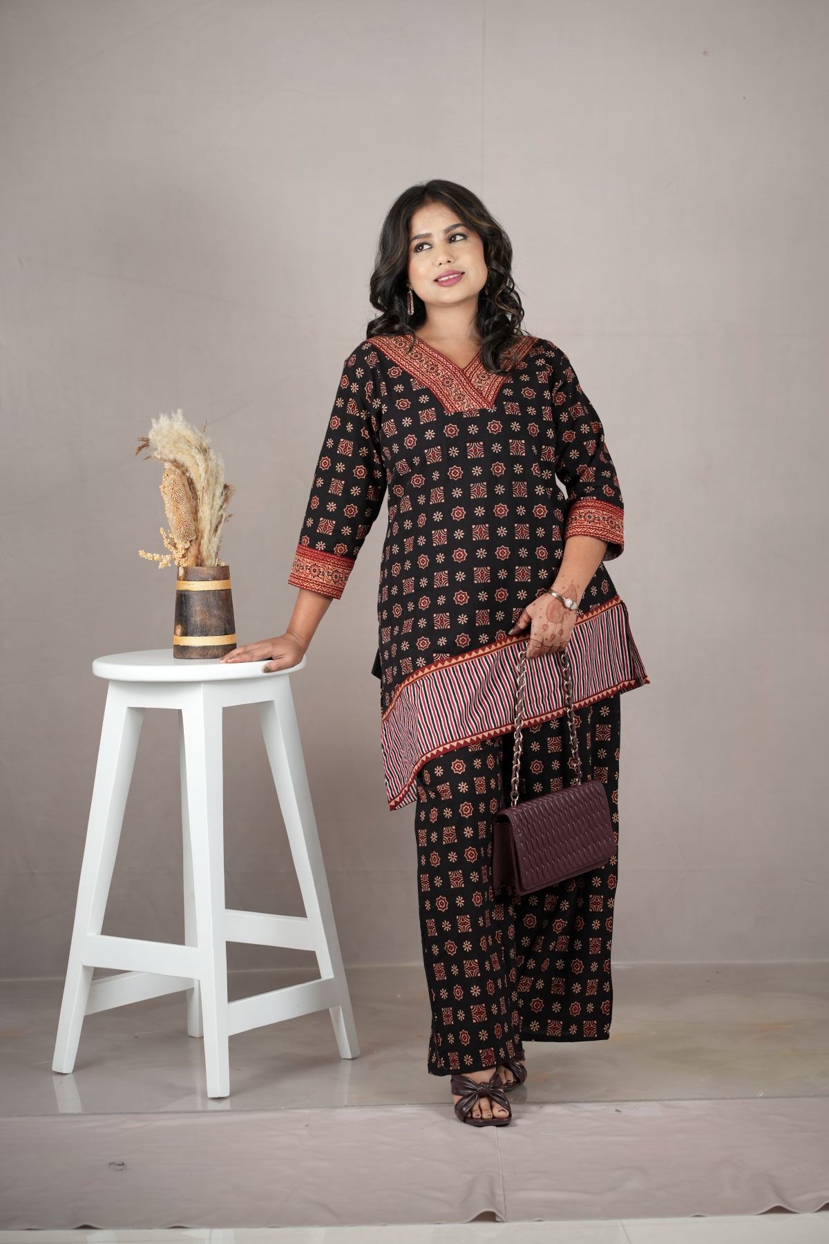 Midnight Ajrak Co-ord kurti set