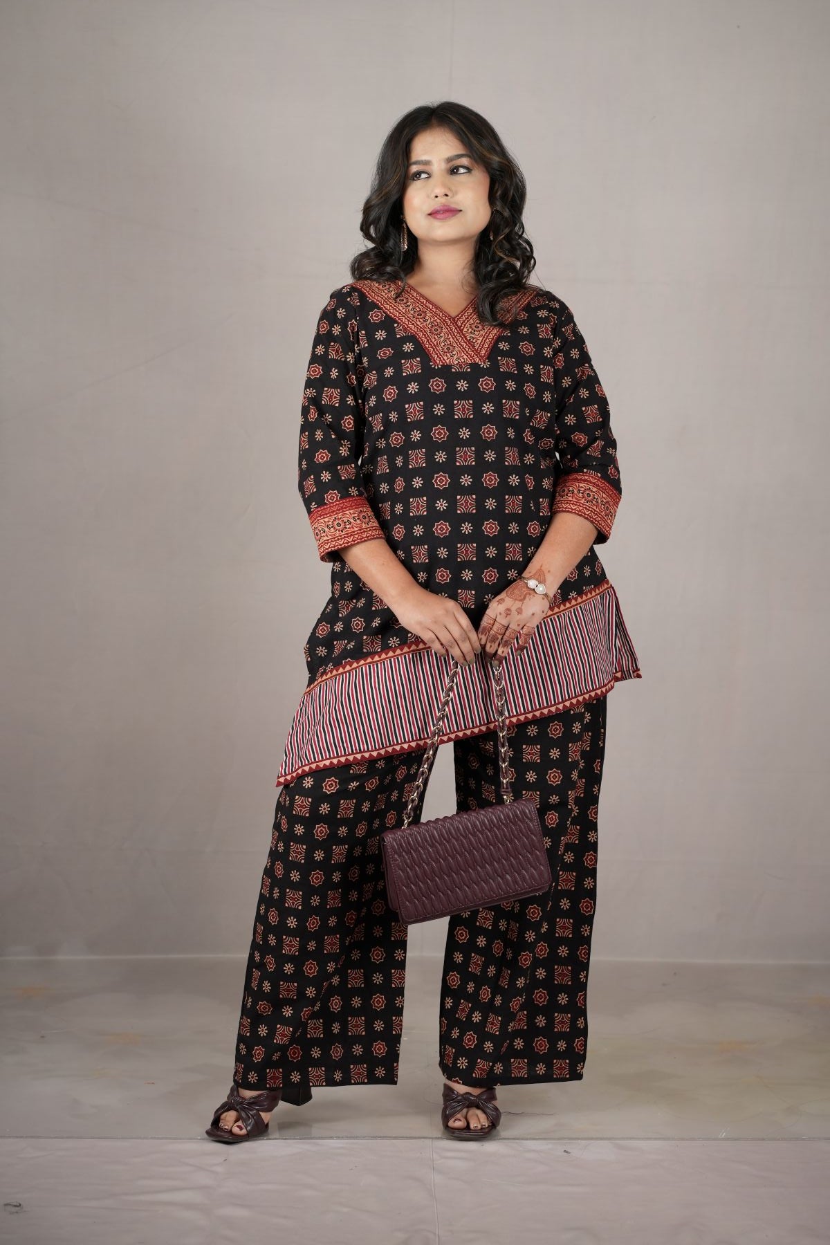 Midnight Ajrak Co-ord kurti set