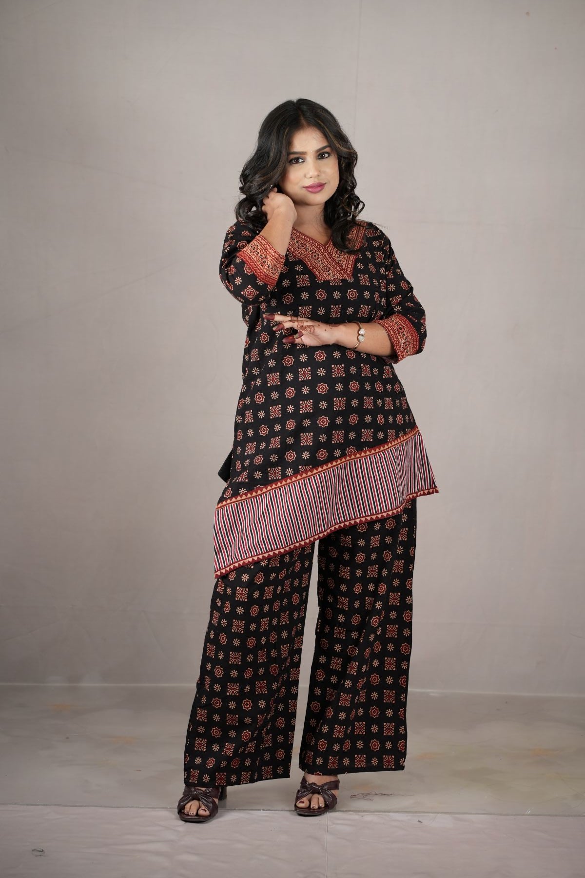 Midnight Ajrak Co-ord kurti set