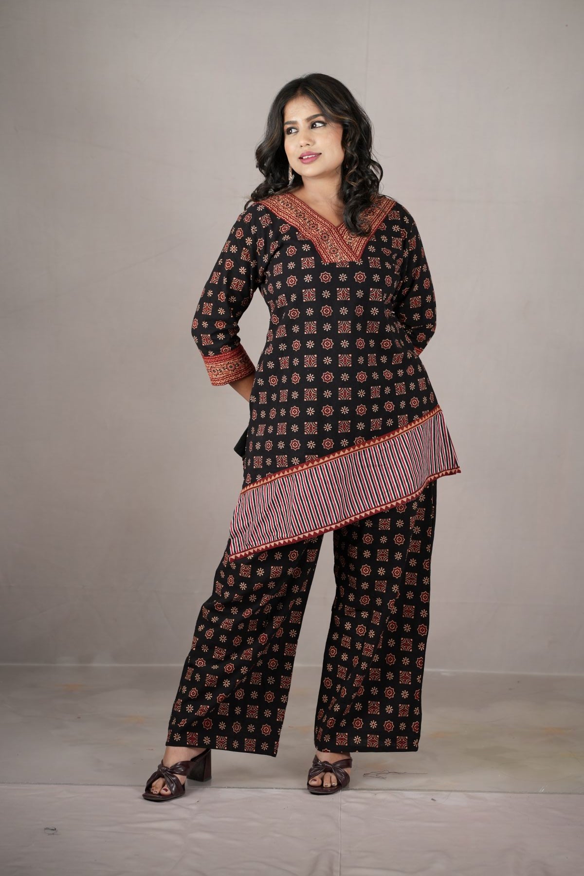 Midnight Ajrak Co-ord kurti set
