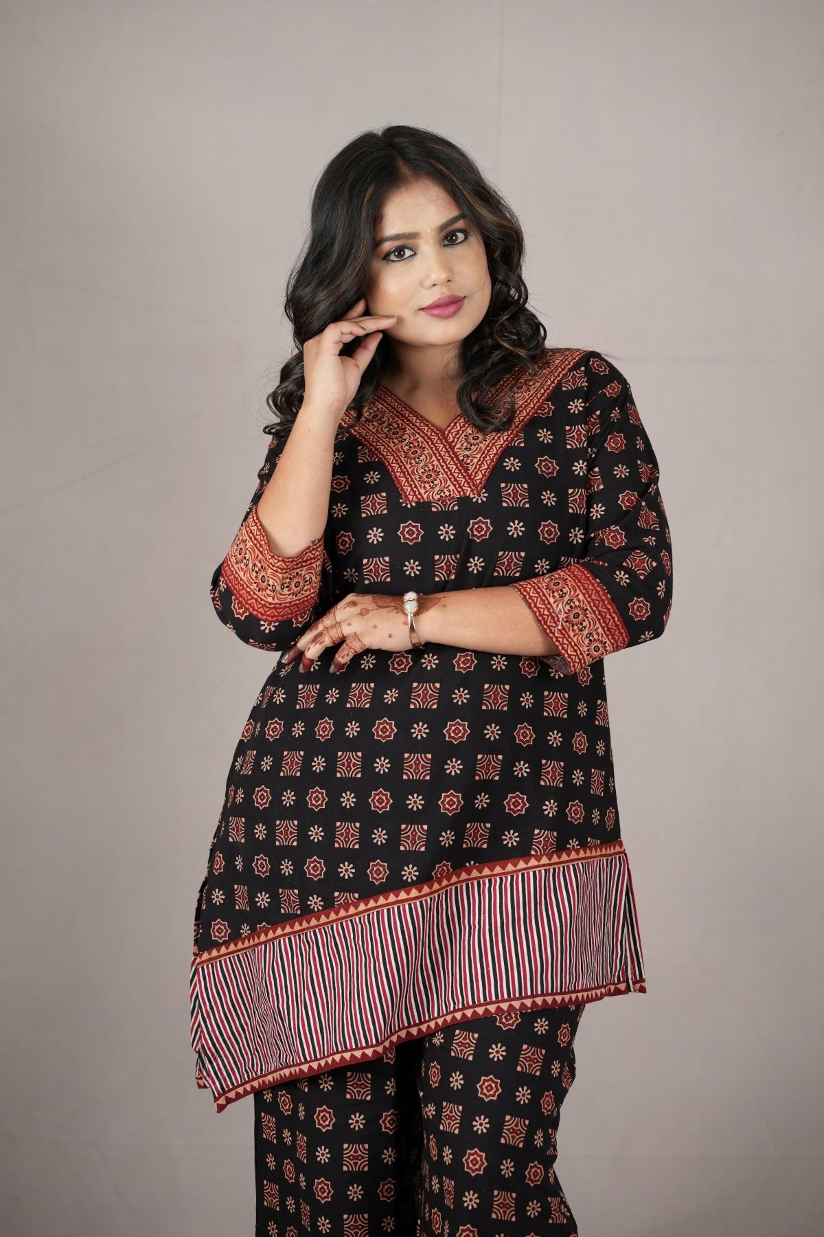 Midnight Ajrak Co-ord kurti set