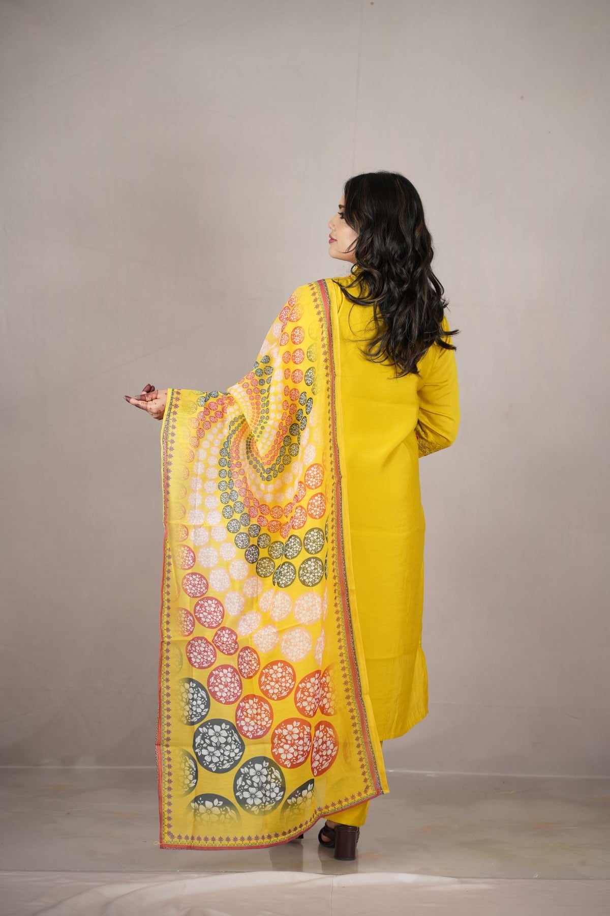 Sunshine Floral Embroided Kurta set with dupatta