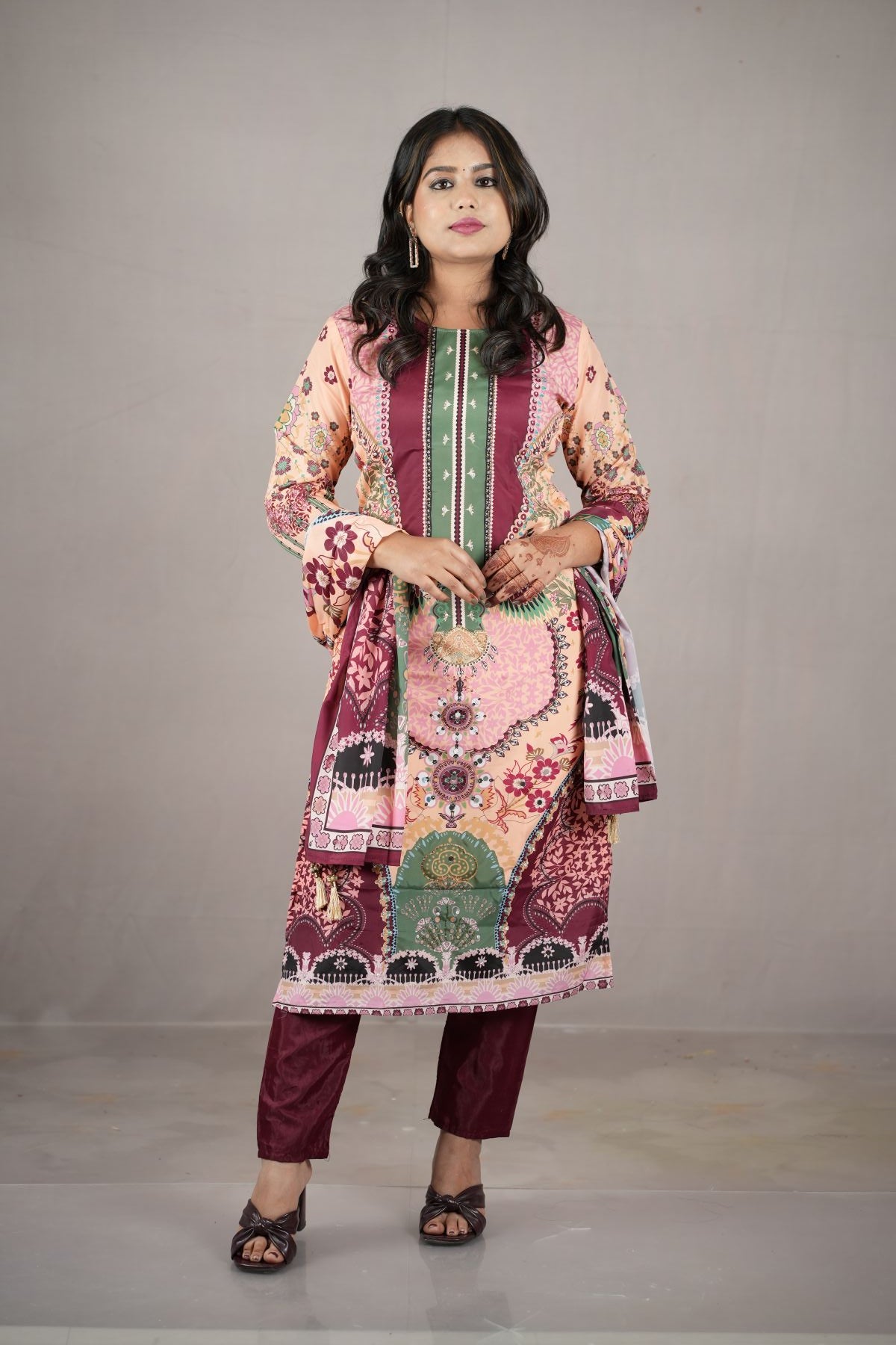 Mehreen Floral Chinon Kurta Set with Dupatta