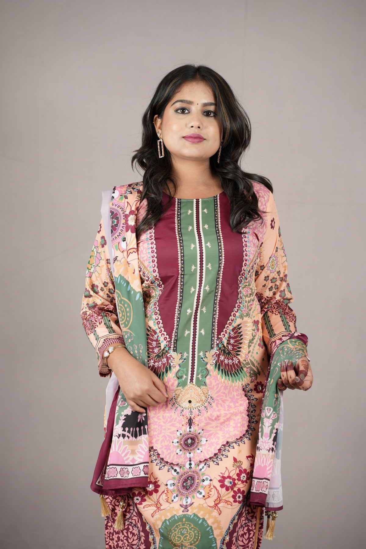 Mehreen Floral Chinon Kurta Set with Dupatta