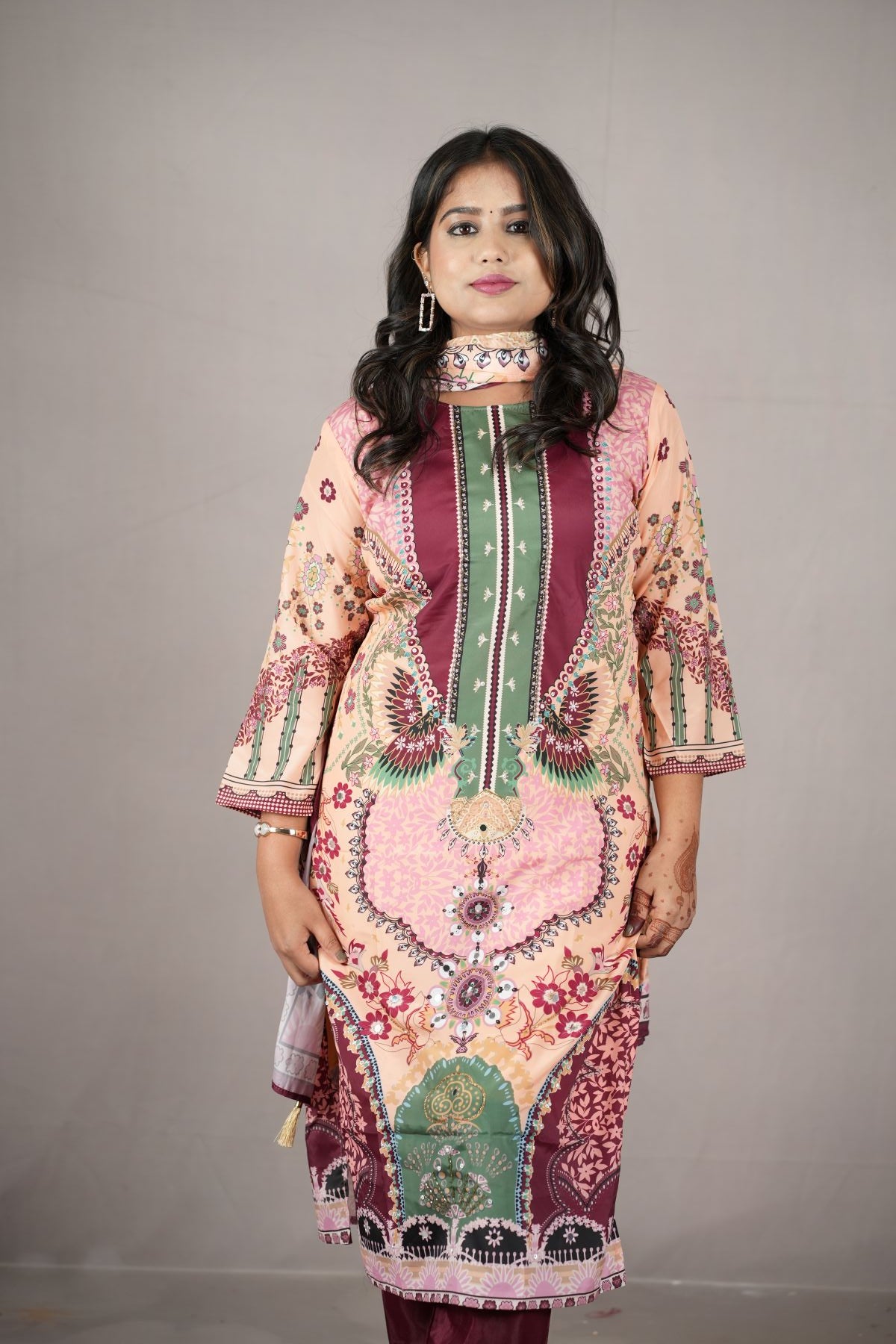 Mehreen Floral Chinon Kurta Set with Dupatta