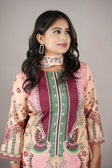 Mehreen Floral Chinon Kurta Set with Dupatta