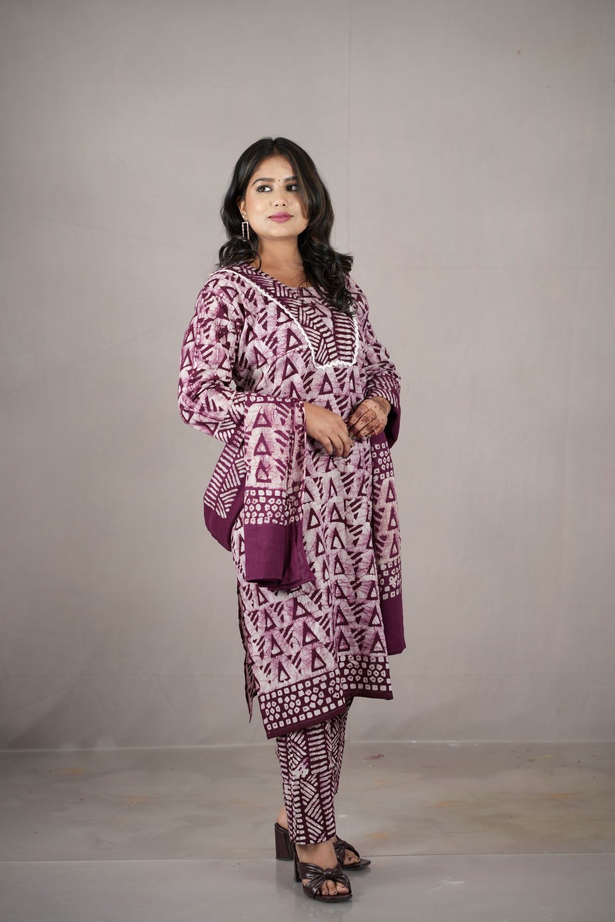 Aabha Handcrafted Batik Cotton Kurta Set with Dupatta