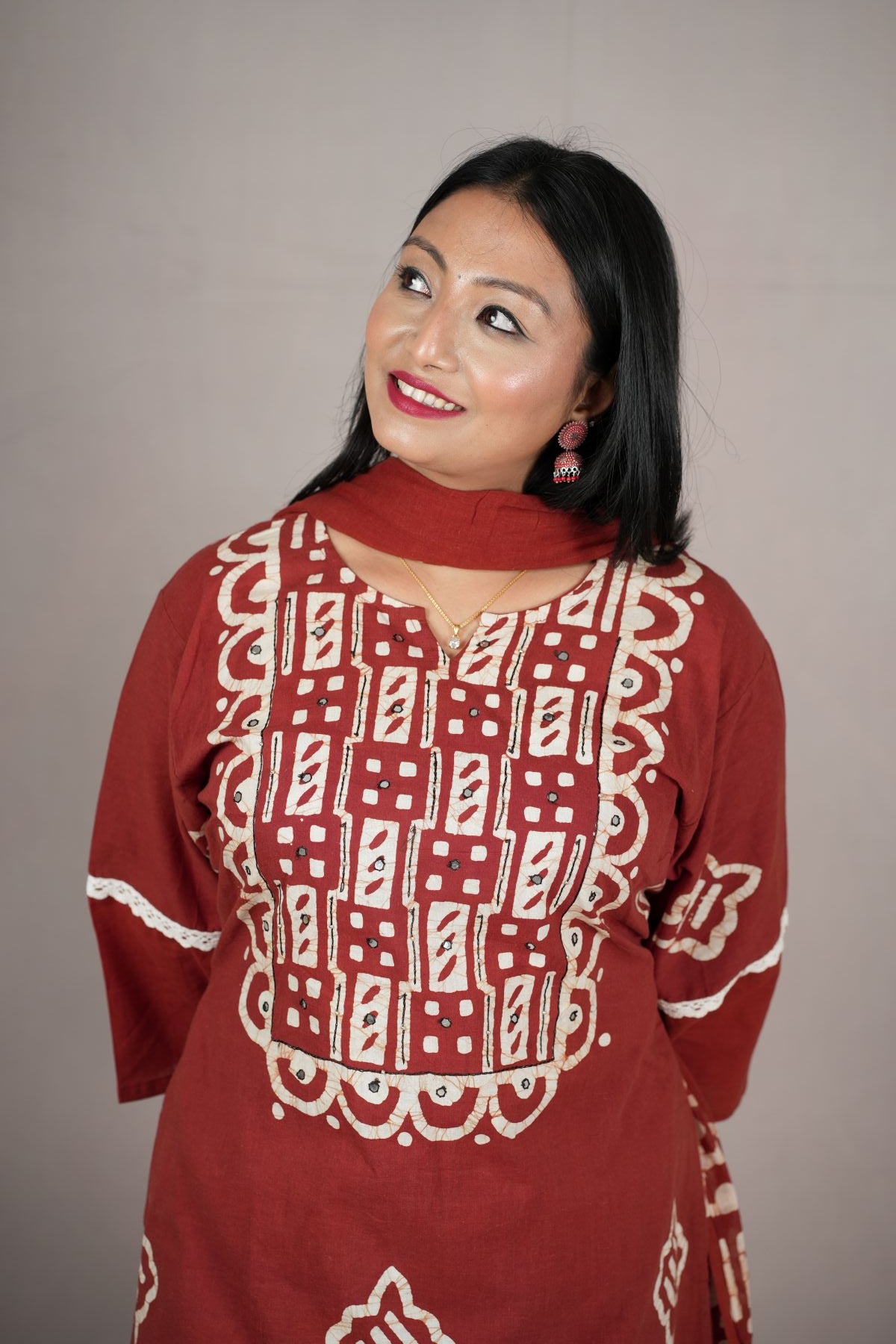 Ruhani Handcrafted Batik Cotton Kurta Set with Dupatta