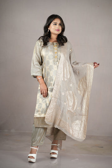 Zarmina Bansari Silk Festive Kurta Set with Dupatta