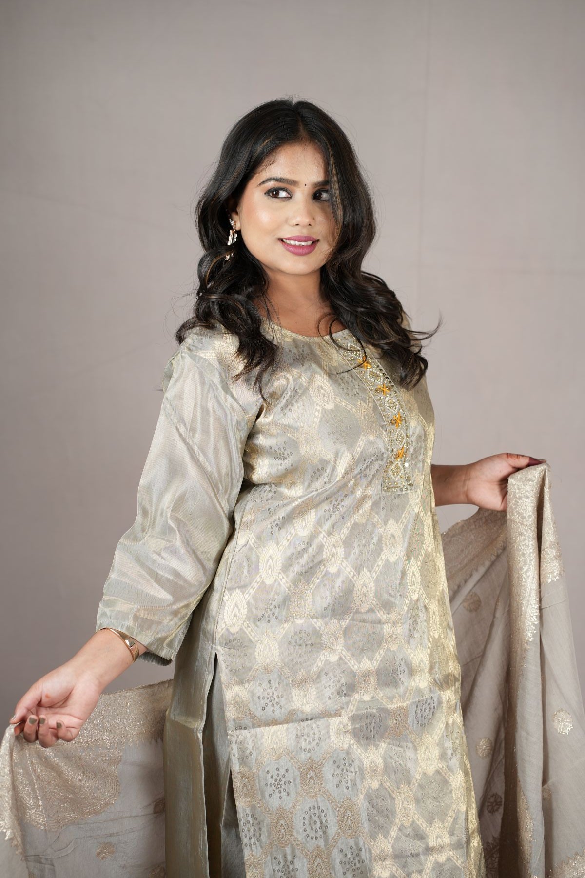 Zarmina Bansari Silk Festive Kurta Set with Dupatta