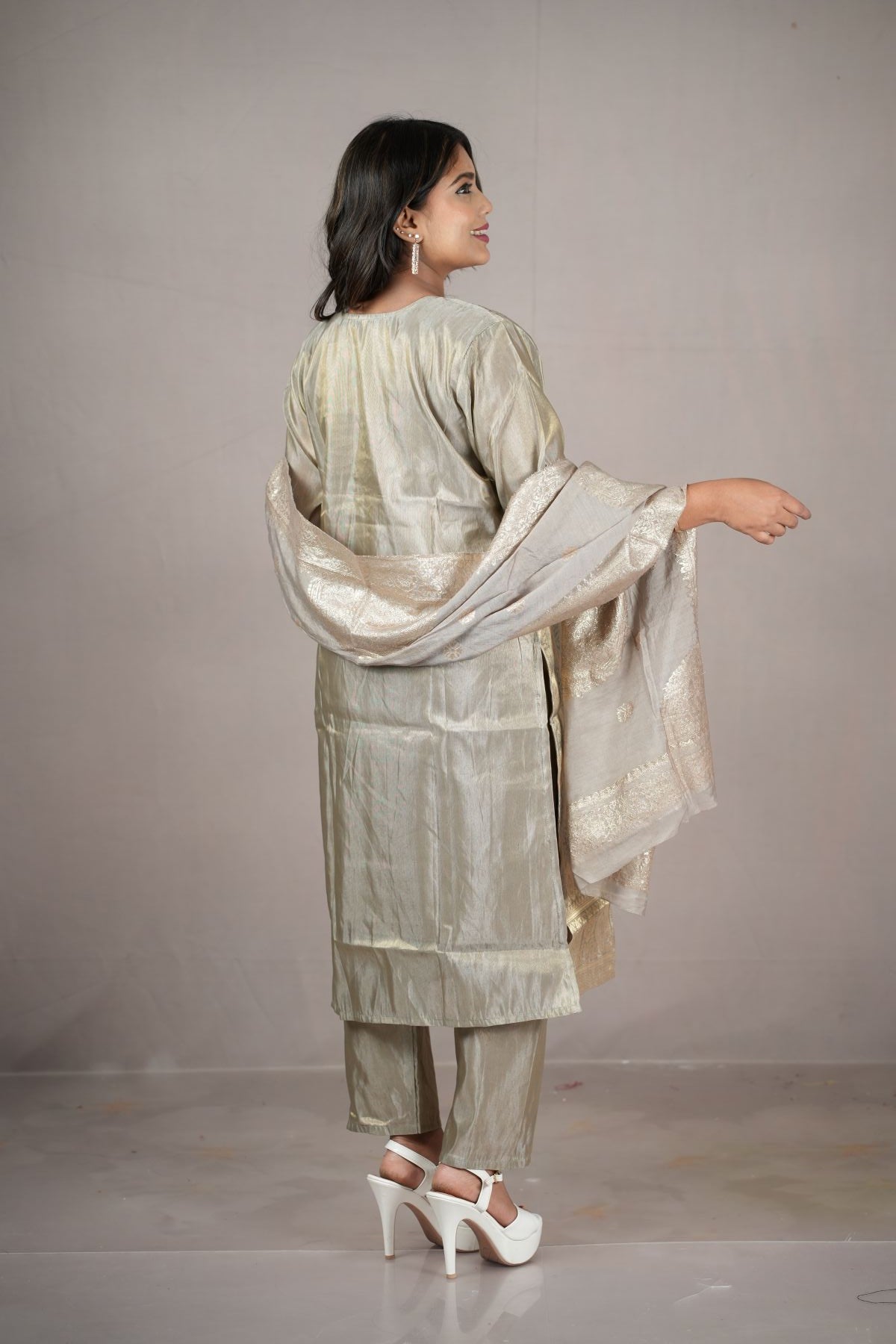 Zarmina Bansari Silk Festive Kurta Set with Dupatta