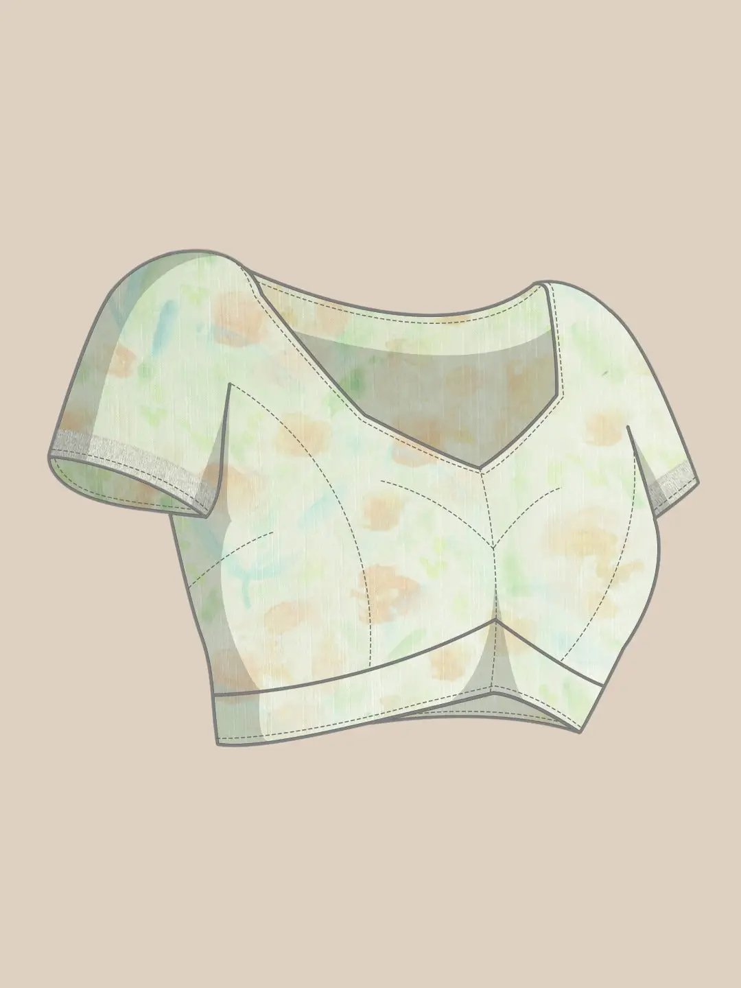 Beautiful Digital Flower Print Design Soft Linen Saree