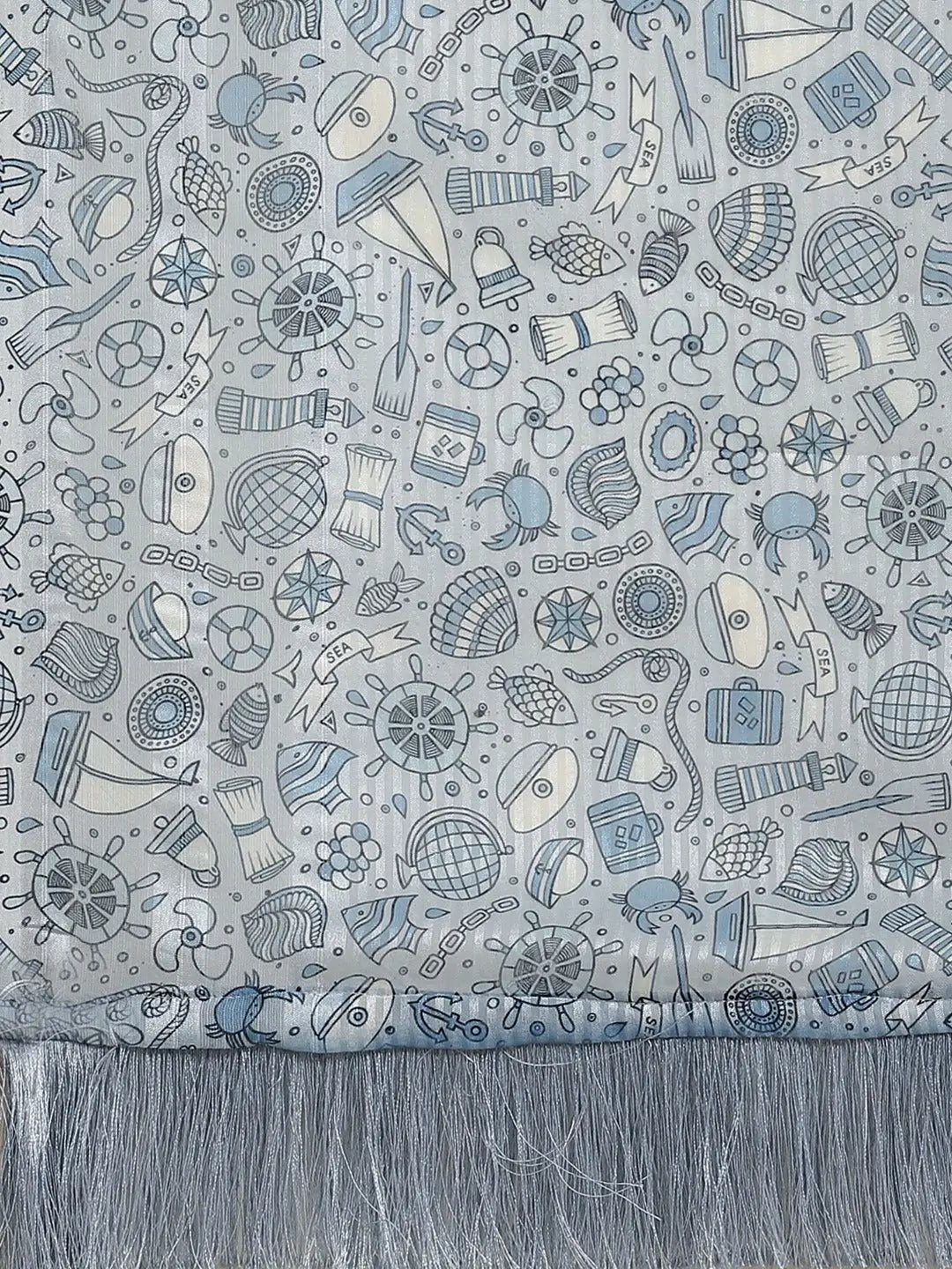 Stylish Poly Chiffon Abstract nautical Print Saree